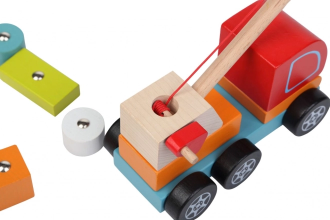 CUBIKA 13982 Żuraw samochodowy z magnesem - drewniana układanka 14 części