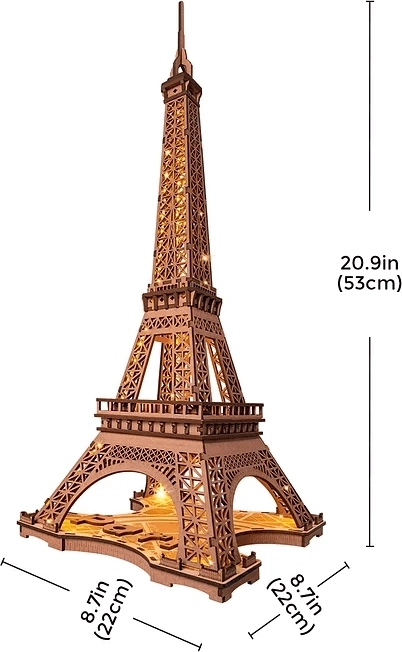 RoboTime 3D Drewniane puzzle Rolife Noc Wieży Eiffla świecące