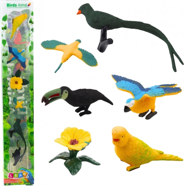 Zestaw mini figurek egzotycznych ptaków Hibiscus żółty 4-11 cm 6 szt.