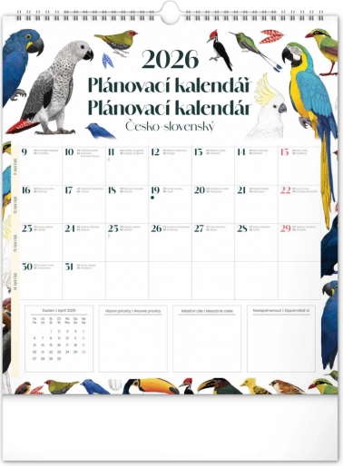 Kalendarz ścienny planujący Animalium 2026