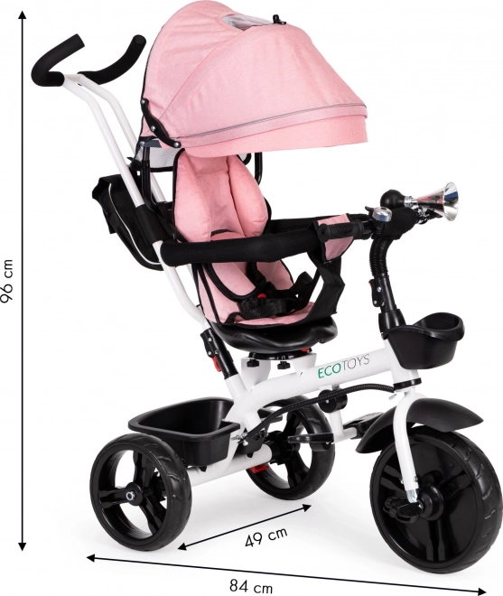 ECOTOYS Trójkołowy wózek sportowy - różowy