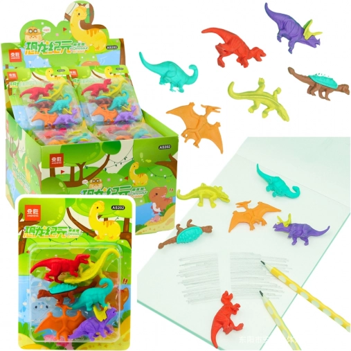 Zestaw gumek do mazania Dinozaury 6 szt.