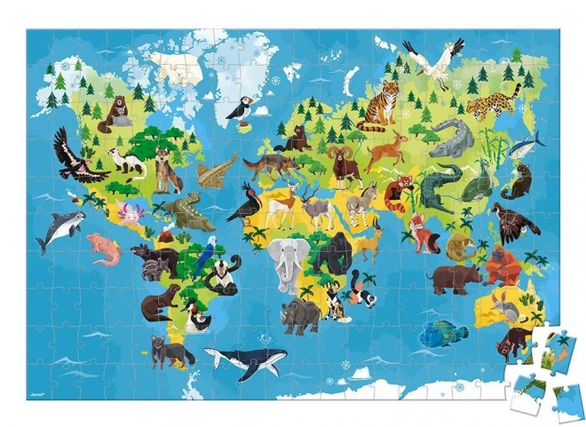 JANOD Edukacyjne puzzle Zagrożone zwierzęta 200 elementów