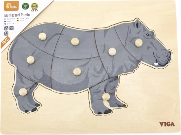 Drewniana montessori układanka – hipopotam VIGA
