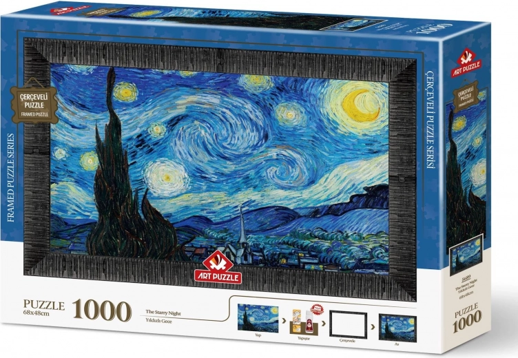 Puzzle Gwiaździsta noc z ramą i klejem 3 w 1