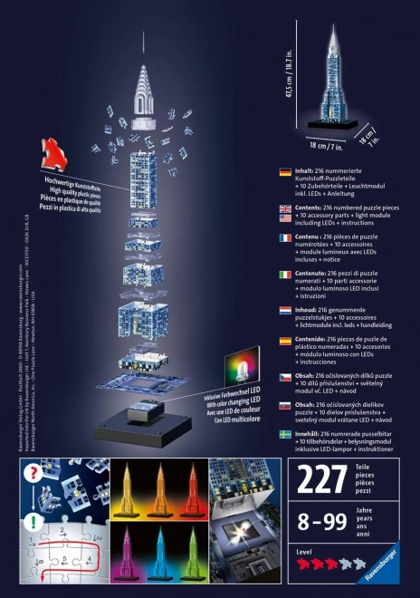 RAVENSBURGER Świecąca 3D puzzle Nocna edycja Chrysler Building 216 elementów