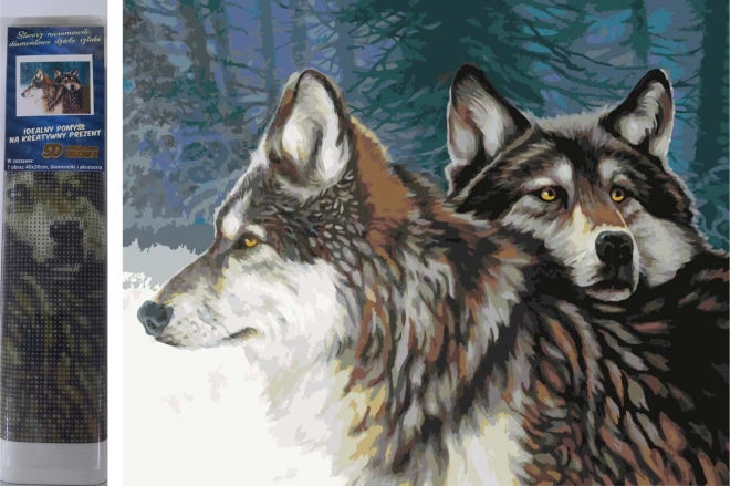 Malowanie diamentowe – wilki zimą 30 × 40 cm