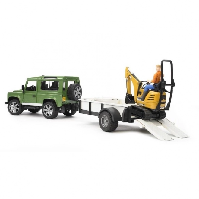 Zestaw do zabawy Bruder SUV i minikoparka gąsienicowa JCB z przyczepą