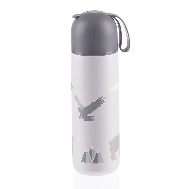 Termoska na płyny z silikonowym uchwytem 400 ml, Mountains