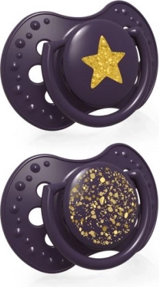 LOVI Smoczek silikonowy dynamiczny Stardust 0-3 m 2 szt. fioletowy