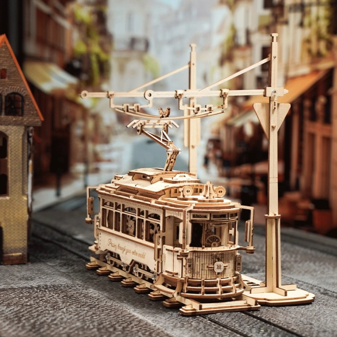 RoboTime 3D drewniane mechaniczne puzzle Tramwaj