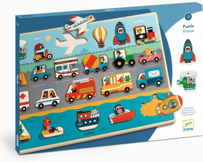 DJECO Drewniana układanka Transport