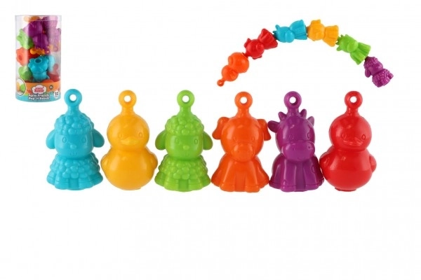 Plastikowe zwierzątka domowa farma łańcuchowa 12 sztuk 8 cm w plastikowym pojemniku 10x18 cm 12m+