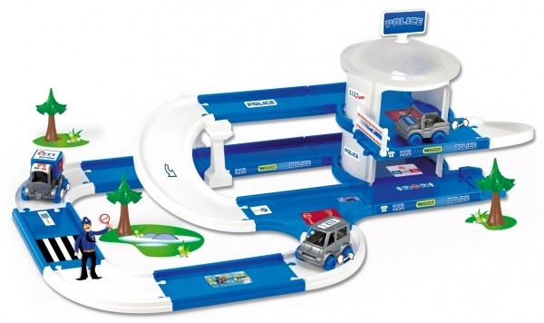 Garaż+tor Kid Cars 3D Policja plastik 3,8m w pudełku 59x40x15cm 12m+ Wader