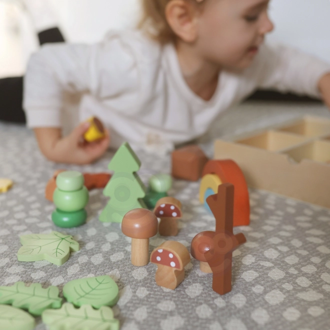 Leśny zestaw z drewnianymi klockami Tooky Toy