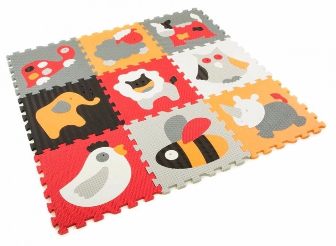 BABY GREAT piankowe puzzle Zwierzęta szare-czerwone SX (30x30)