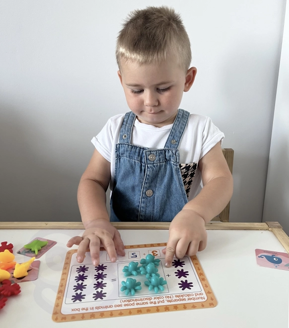 Woopie edukacyjny zestaw Montessori do nauki liczenia i sortowania kolorów Świat Morski 111 szt.