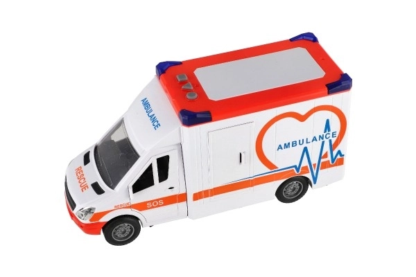 Plastowa ambulans zabawkowa 28cm z leżakiem i napędem bezwładnościowym ze światłem i dźwiękiem