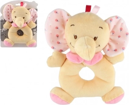 Gryzak grzechotka pluszowy słoń różowy 18 cm