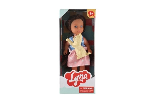 Lalka z pluszakiem plastik 12cm twarde ciało 3 rodzaje w pudełku 7x15x5cm 24szt w boksie