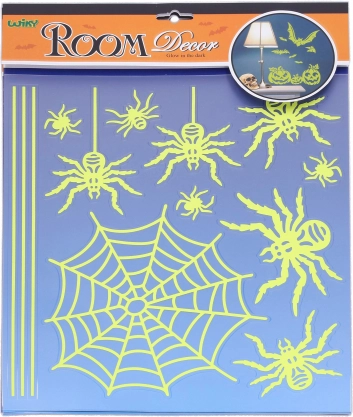 Świecące naklejki na ścianę pająki Halloween 38 × 31 cm