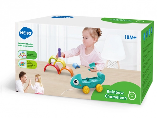 Montessori tęczowy kameleon układanka 18m+