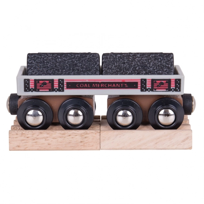 Bigjigs Rail Długi wagonik z węglem + 2 tory