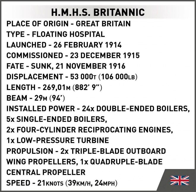 Model statku H.M.H.S. Britannic 1:700