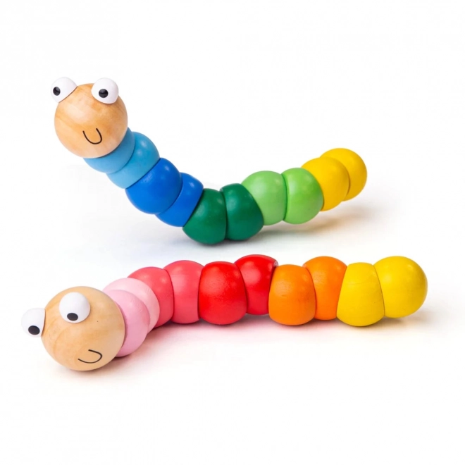 Bigjigs Toys drewniane zabawki - Kolorowy robaczek niebieski
