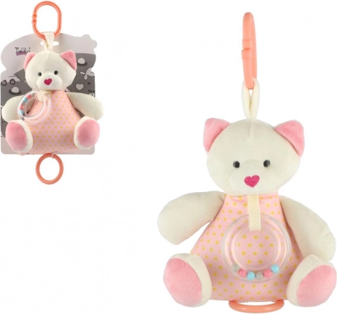 Pluszowy miś grający 18 cm różowy