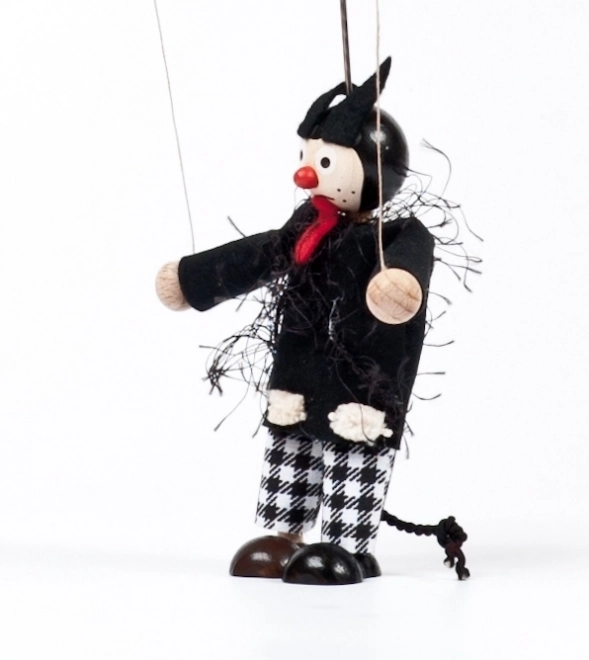 Drewniana marionetka diabeł Bruno