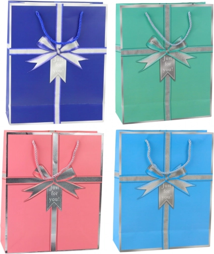 Papierowa torebka prezentowa z kokardą Just for you 32 × 26 × 12 cm