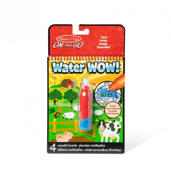 Magiczne malowanie wodą farma kolorowanka 15x19cm + pędzel na karcie 15x25x4cm