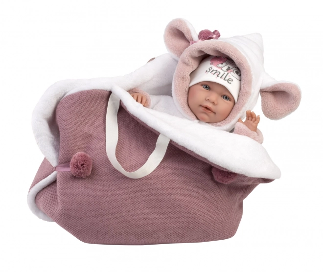 Llorens 74048 NOWORODEK - realistyczna lalka niemowlak ze dźwiękiem i miękkim, materiałowym ciałem - 42 cm