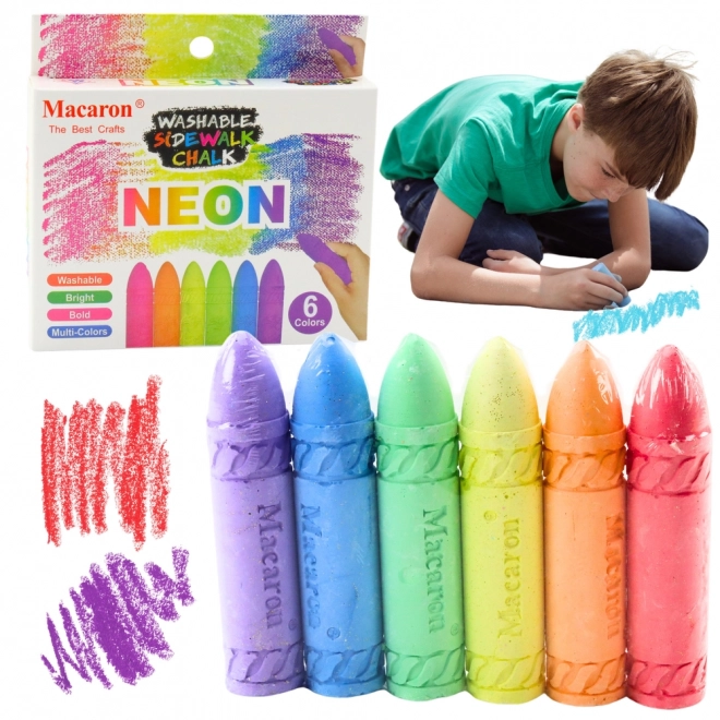 Neonowe kredy na tablicę i chodnik - zestaw 6 szt.