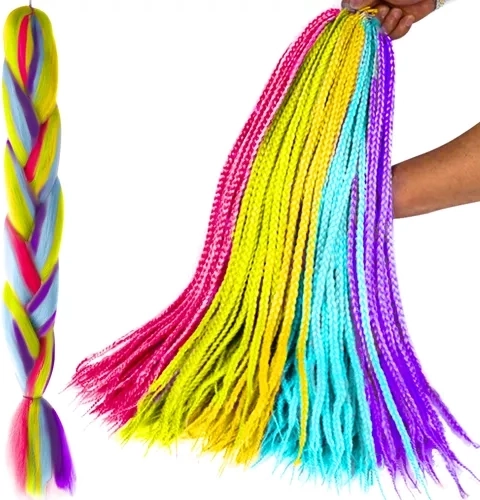 Syntetyczne warkoczyki tęczowe 60 cm