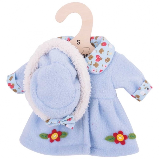 Płaszcz z kapeluszem Bigjigs Toys w kolorze niebieskim dla lalki 28 cm
