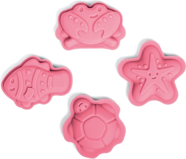 Bigjigs Toys silikonowe foremki do piasku – różowe morskie kształty
