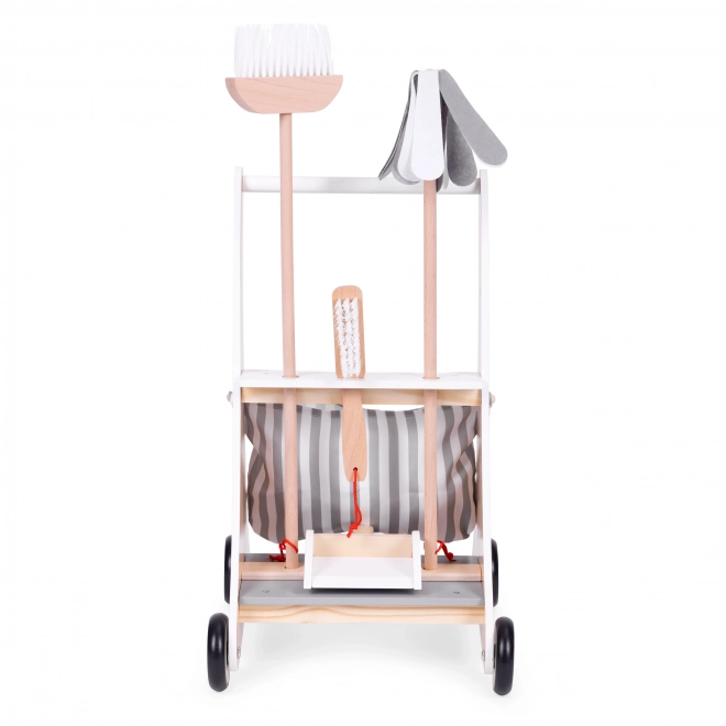 Drewniany wózek do sprzątania beżowy ECOTOYS