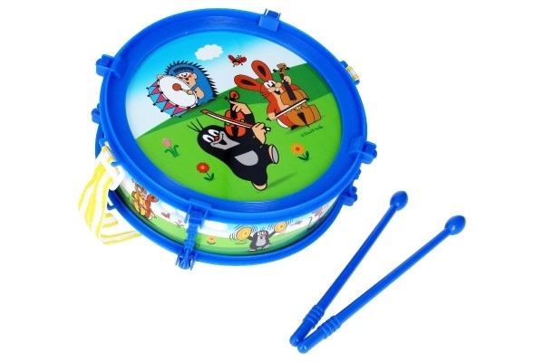 Krecik/Krecika bębenek plastikowy 20 cm + 2 pałeczki w pudełku
