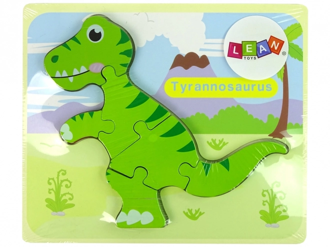 Drewniane puzzle Dinozaur Isanozaur Tyranozaur Zielony