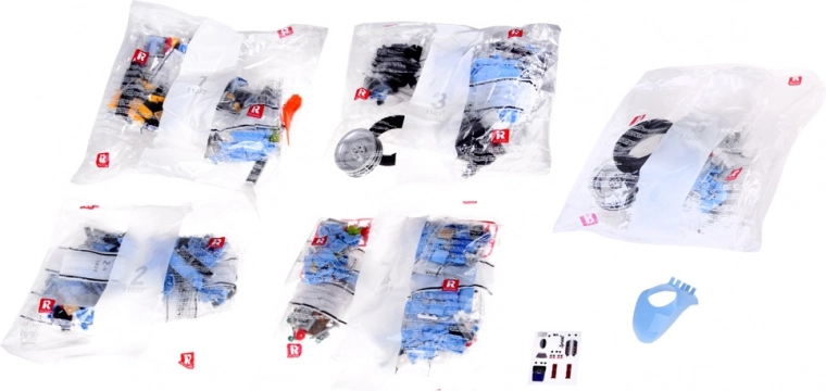 Przejrzysta budowa z ponumerowanych woreczków