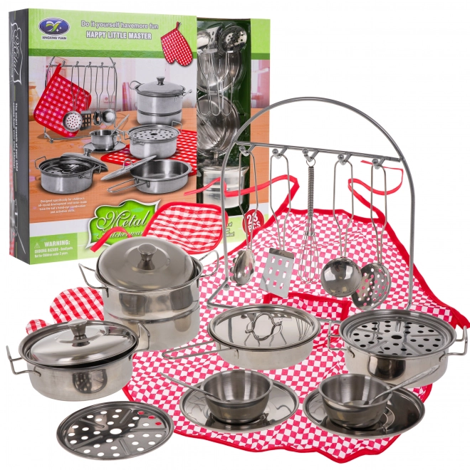 Zestaw metalowych garnków + akcesoria - 23 sztuki