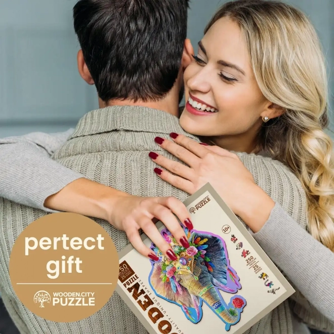 WOODEN CITY Drewniane puzzle Elegancki słoń 250 elementów EKO