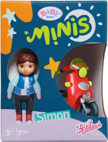 BABY born Minis zestaw ze skuterem i lalką Simon, 7 cm
