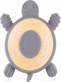 Silikonowy drewniany gryzak Turtle, Dove Grey