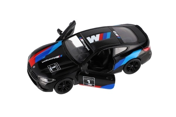 Samochód Kinsmart BMW M8 Competition Coupé 1:38 metal/plast 12,5cm 4 kolory na napęd wsteczny 12 sztuk w pudełku