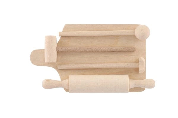 Zestaw kuchenny: deska, wałek, tłuczek, drewno 20cm w woreczku