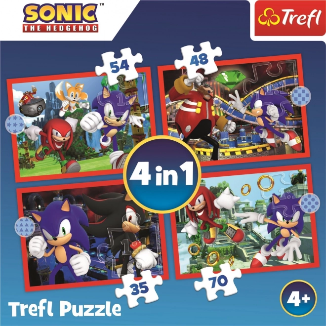 Puzzle 4w1 Sonic/Sonic The Hedgehog 28,5x20,5cm w pudełku 28x28x6cm