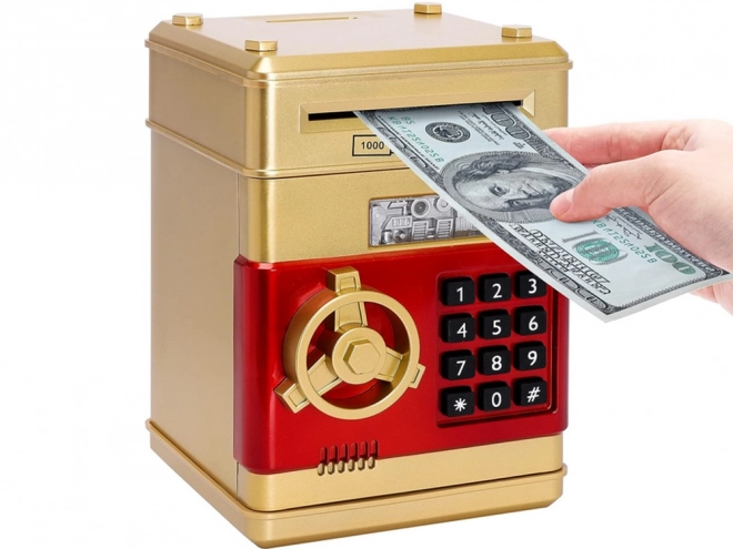 Elektroniczna skarbonka sejf z kodem dostępu złoty
